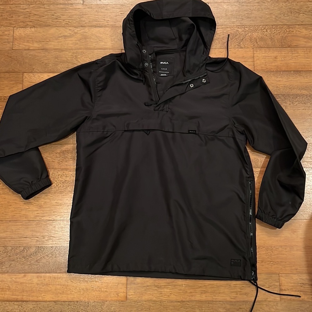 RVCA anorak hooded pullover nylon side zip